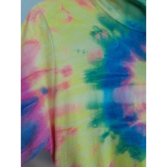 Dyenomite Colorful Bright Tie Dye Hooded LS Pullover Shirt  Small No Drawstring - Picture 7 of 8